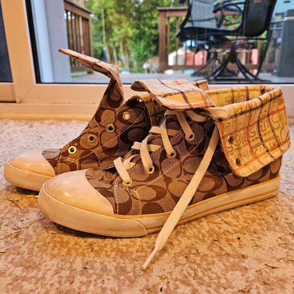 Coach Bonney Graffiti Fold Over High Top Sneakers - Picture 1 of 6